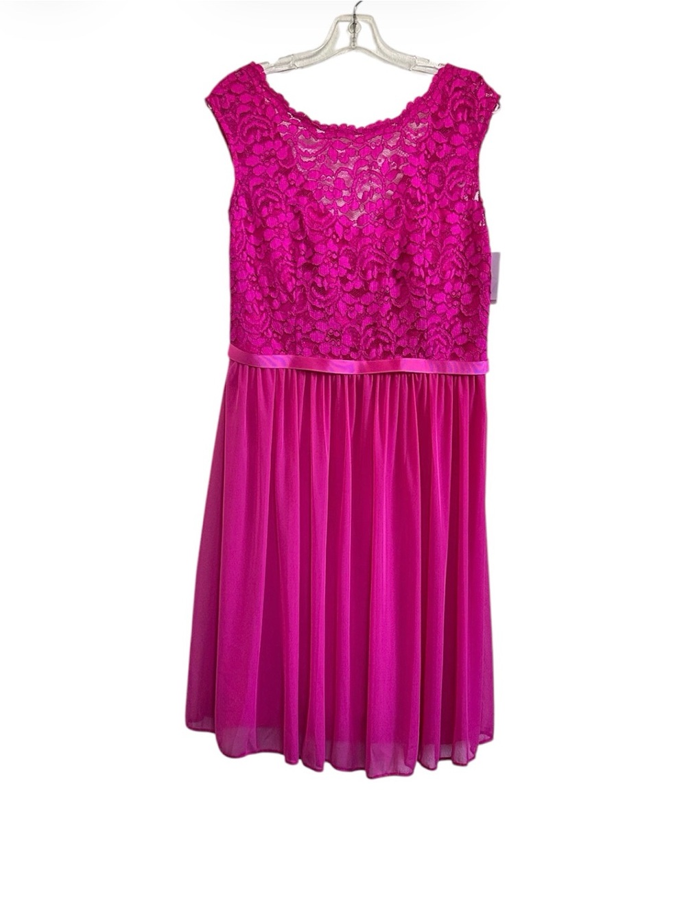 David's Bridal Fuchsia Lace & Chiffon Dress